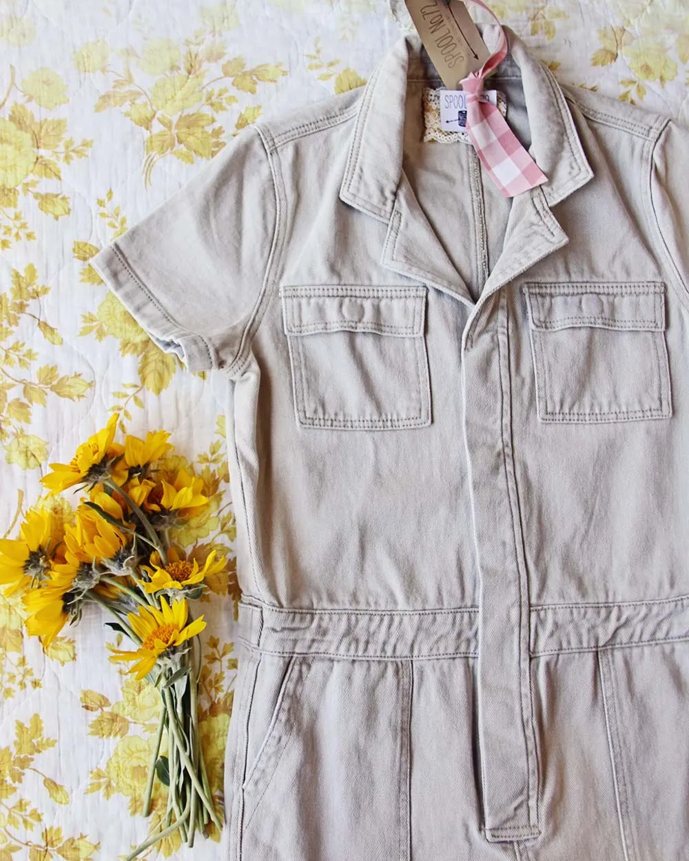 Rosie Coverall Utility Jumpsuit in Sand