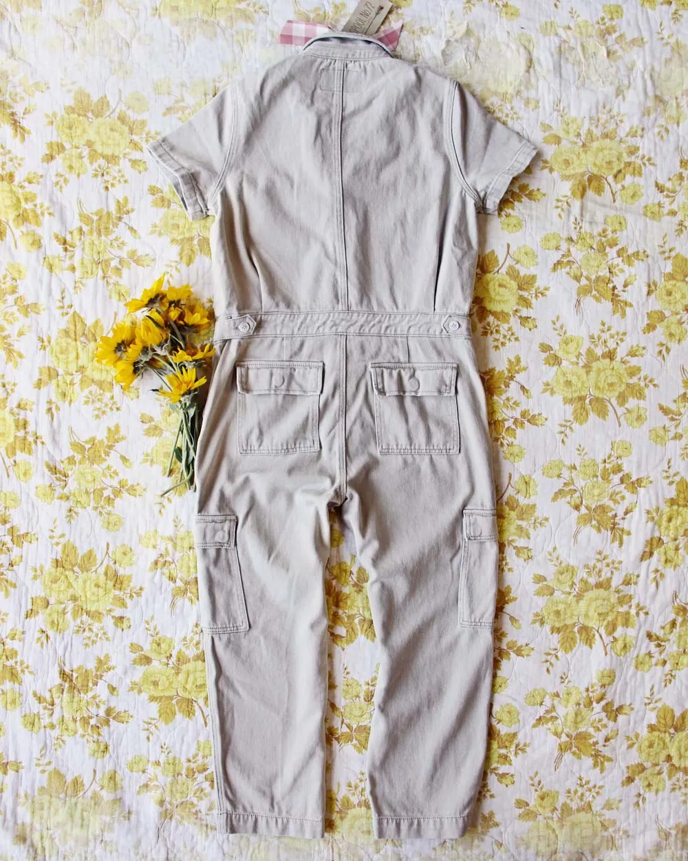 Rosie Coverall Utility Jumpsuit in Sand