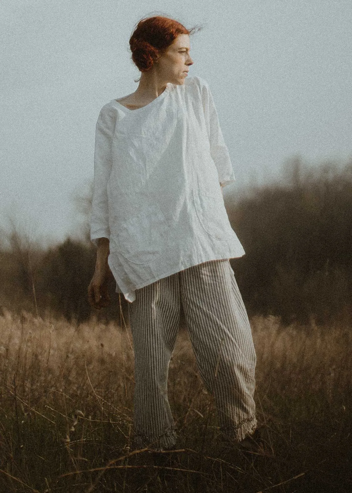 Ruched Bottom Crop Pant Linen