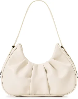 Ruched Shoulder Bag Cloud Design Hobo Crescent Clutch Purse for Women Small Mini Cute Tote Handbag