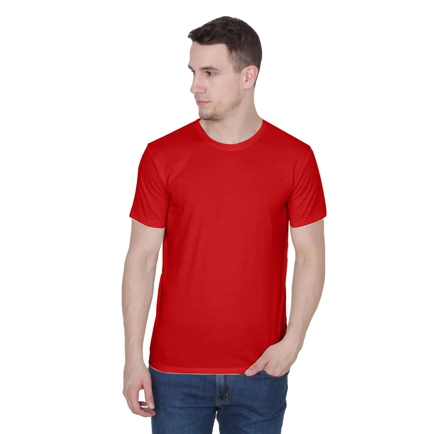 Ruse Men's Designer Solid Plain Poppy Tee