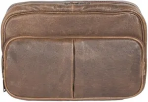 Scully Aero Squadron Vintage Leather Large Hanging Toiletry Shave Kit Walnut