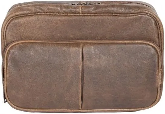 Scully Aero Squadron Vintage Leather Large Hanging Toiletry Shave Kit Walnut