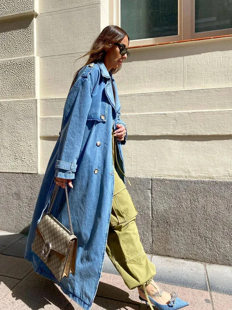 Sheba Mantel | Vrouwen Denim trenchcoat