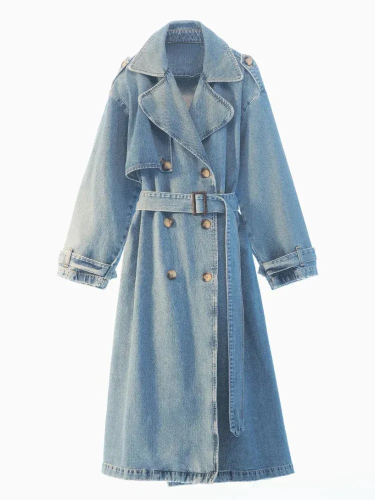 Sheba Mantel | Vrouwen Denim trenchcoat