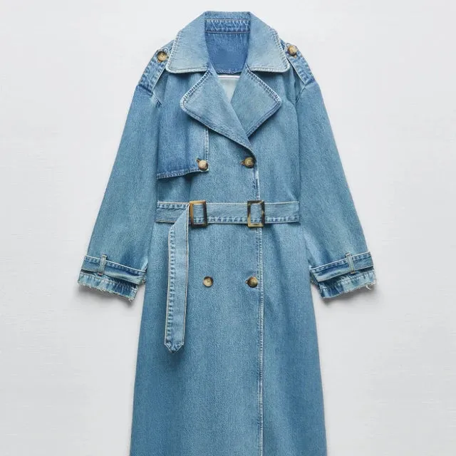 Sheba Mantel | Vrouwen Denim trenchcoat