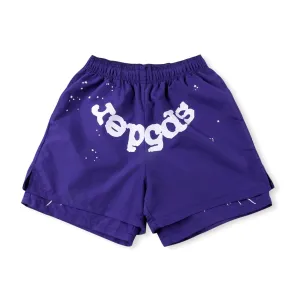 Sp5der 55555 Worldwide 5555 Logo Printed Shorts Purple