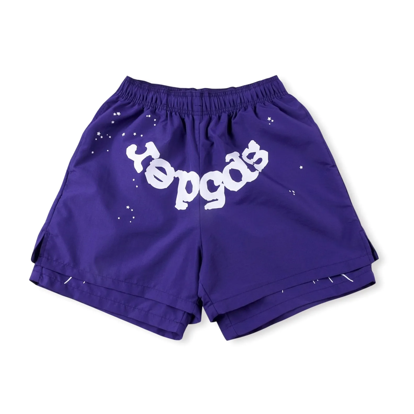 Sp5der 55555 Worldwide 5555 Logo Printed Shorts Purple