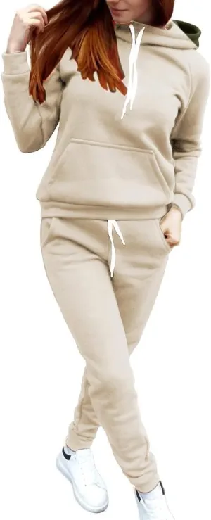 Sweat Shirt and Sweat Pants for Women Casual Sweatsuit Set Long Sleeve Pullover Drawstring Tracksuit Lounge Set