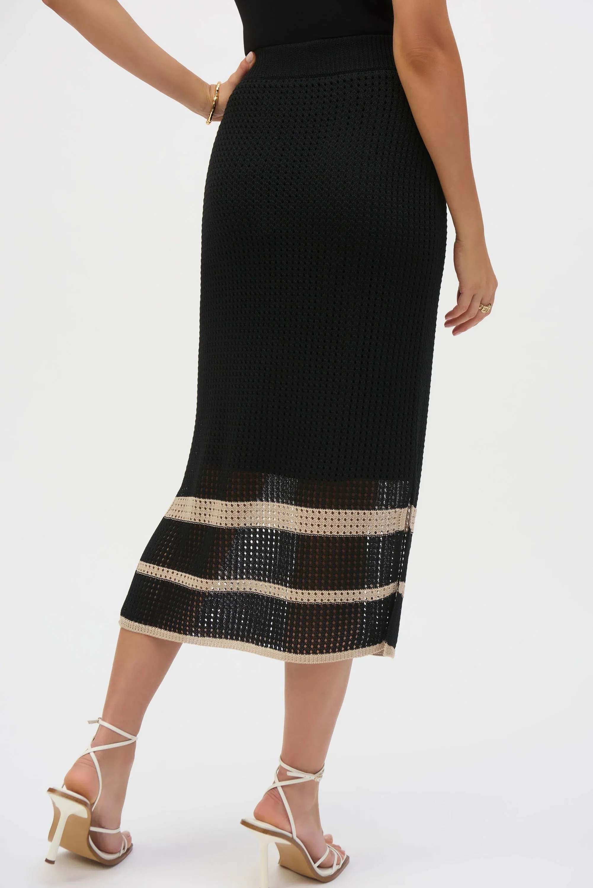Sweater Knit Open Stitch Stripe Skirt 252923