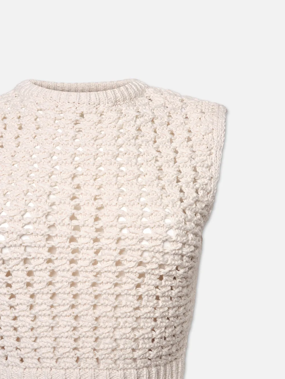 Tape Yarn Sweater Vest -- Cream