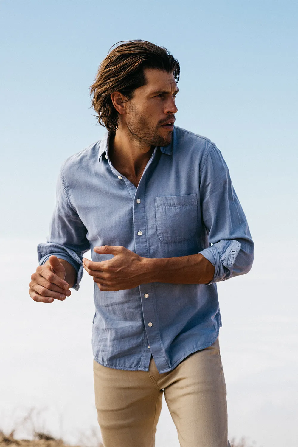 The Ripper Double Gauze Organic Cotton Shirt - Matte Blue