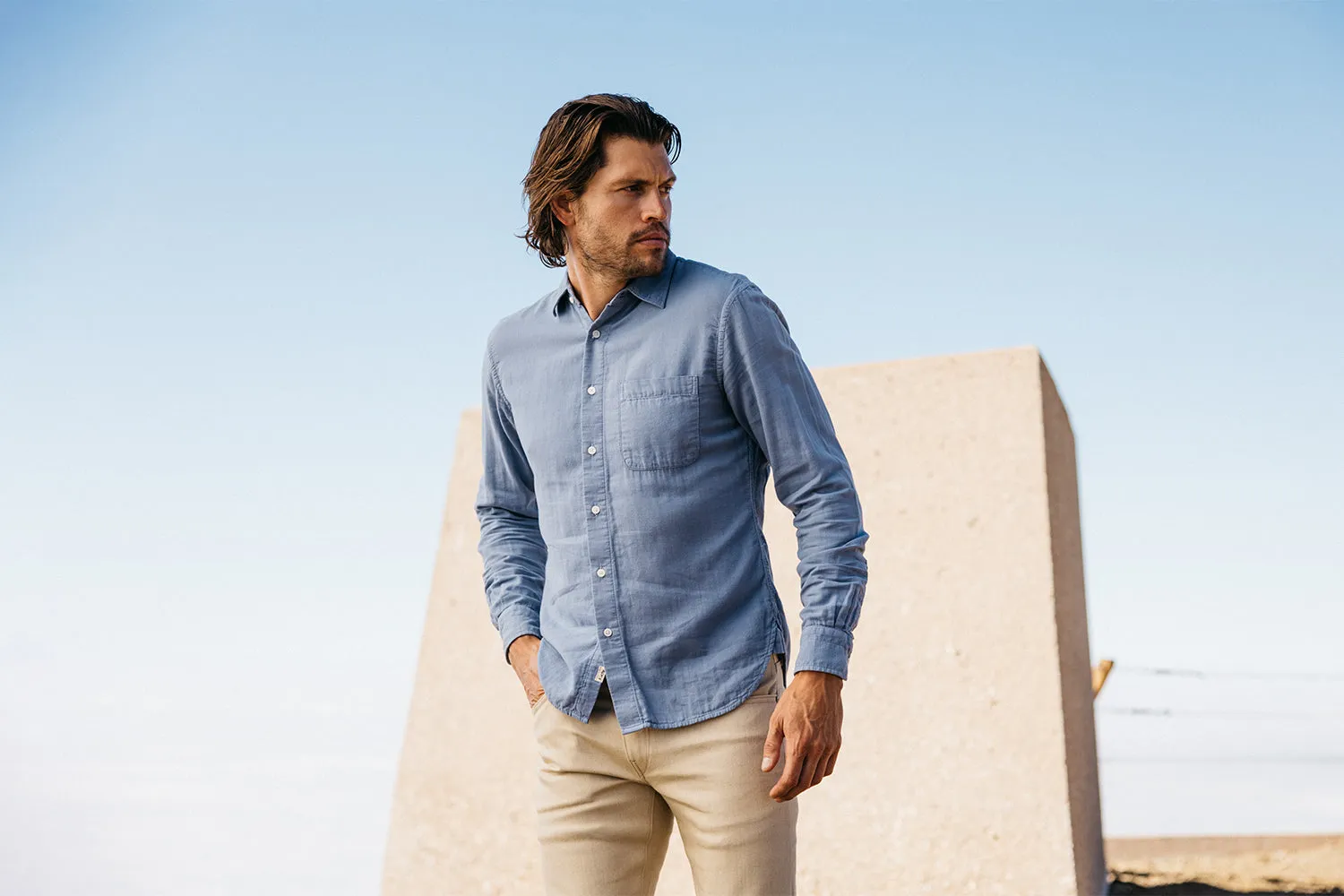 The Ripper Double Gauze Organic Cotton Shirt - Matte Blue