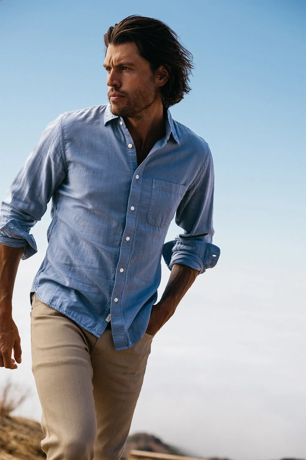 The Ripper Double Gauze Organic Cotton Shirt - Matte Blue