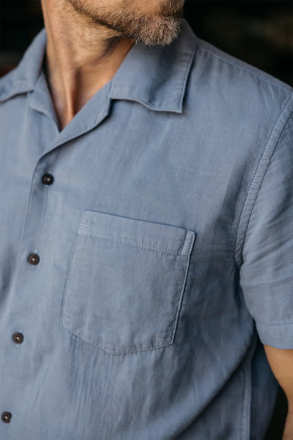 The Wrench Double Gauze Organic Cotton Shirt - Matte Blue