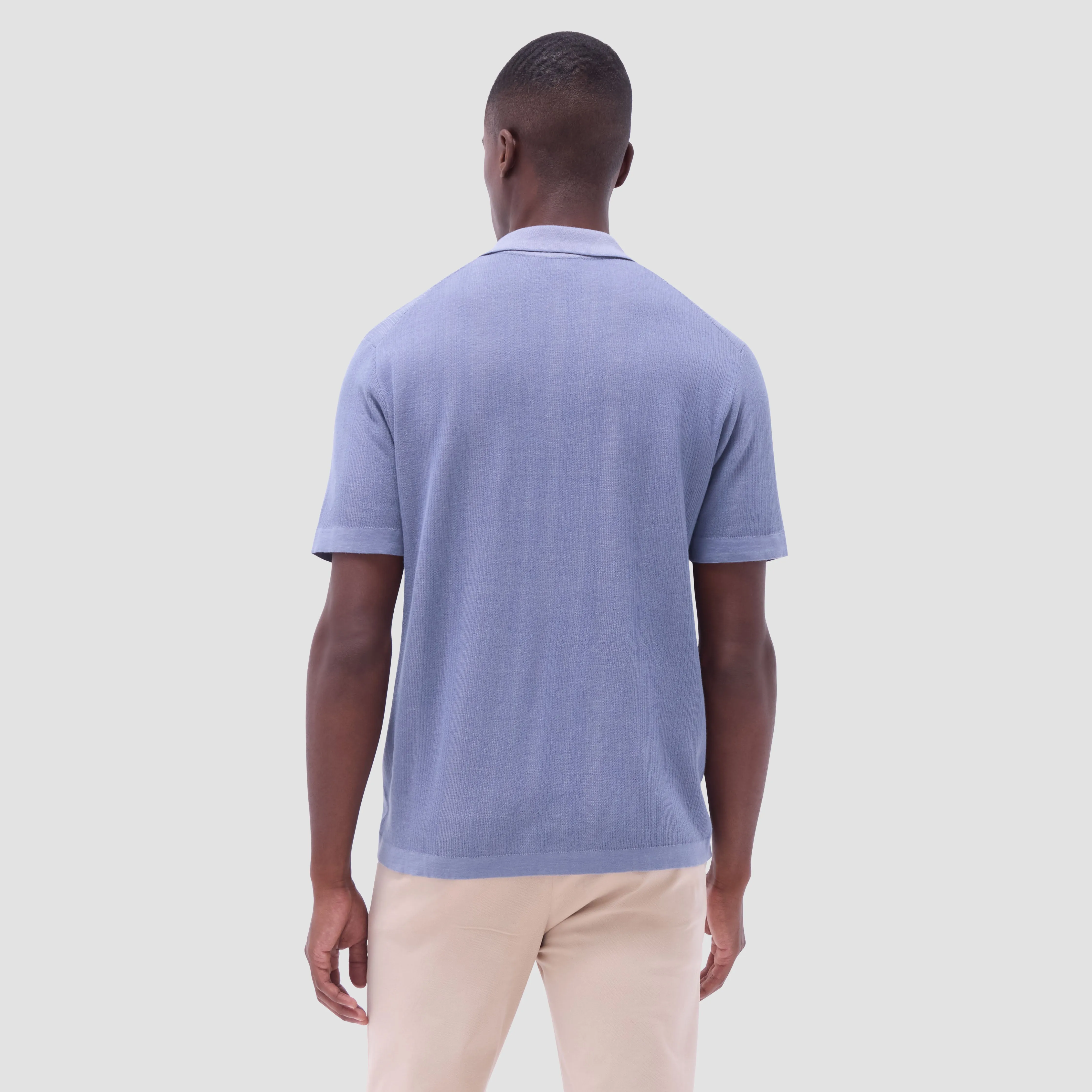Two-Tone Rib Stitch Short Sleeve Johnny Sweater