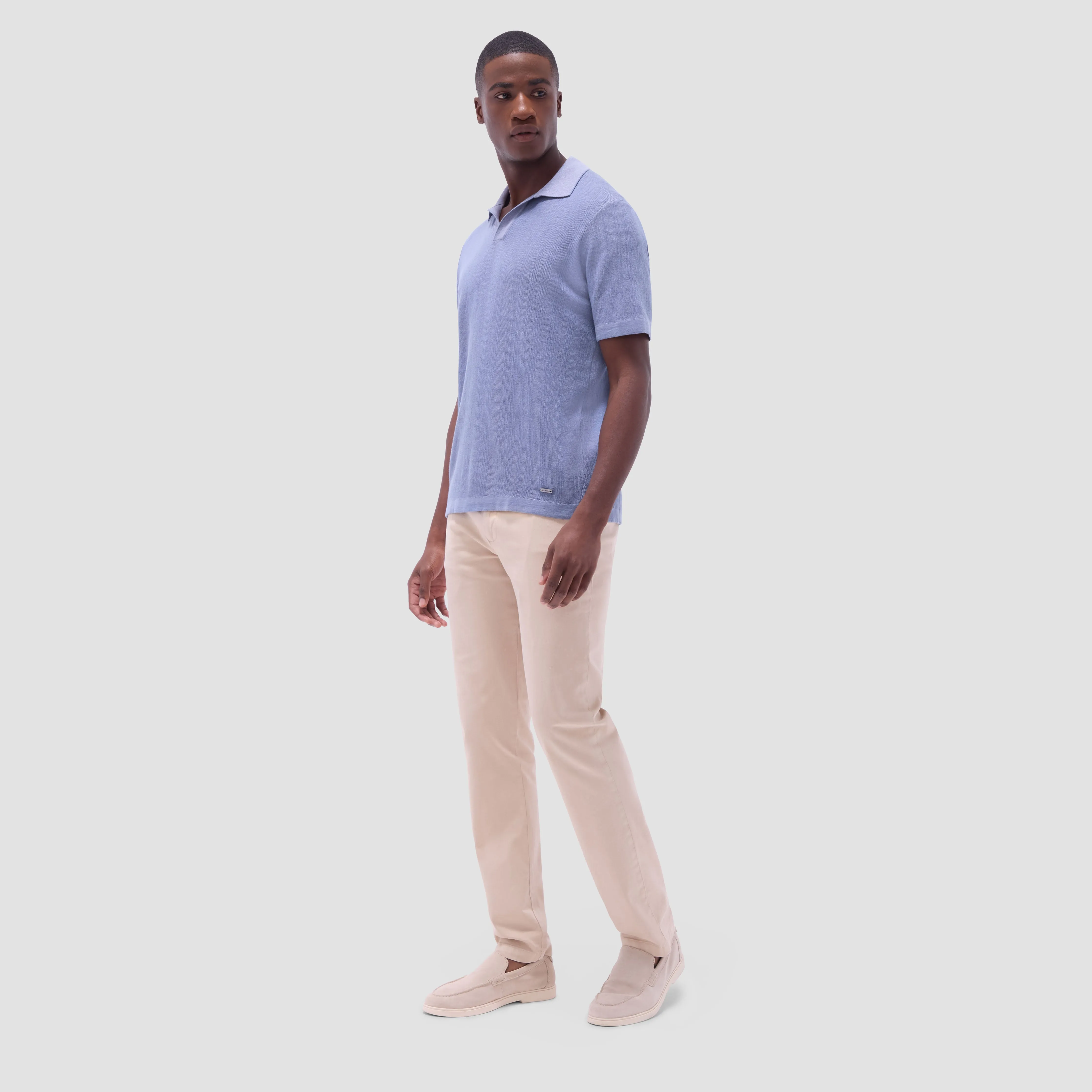 Two-Tone Rib Stitch Short Sleeve Johnny Sweater