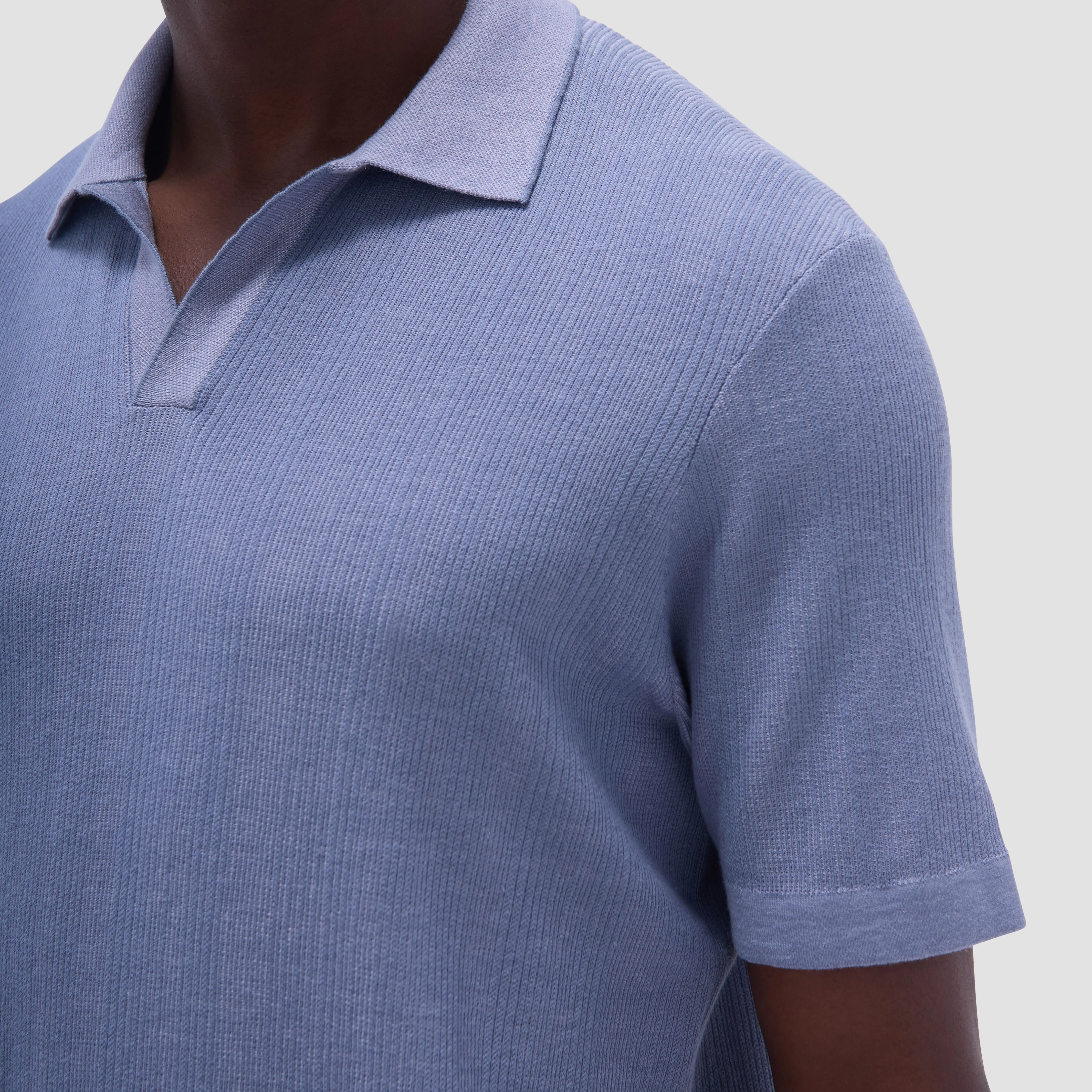 Two-Tone Rib Stitch Short Sleeve Johnny Sweater