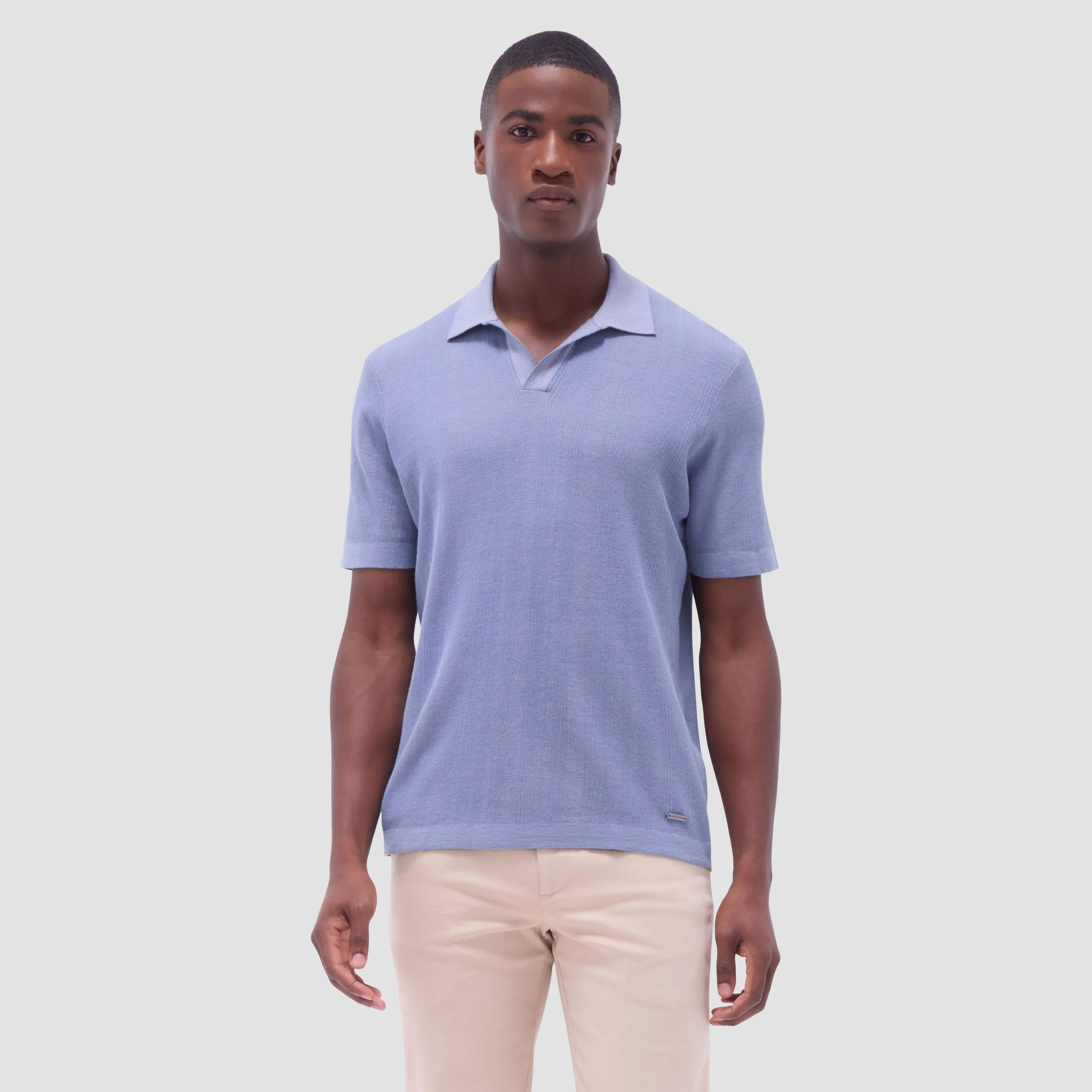 Two-Tone Rib Stitch Short Sleeve Johnny Sweater