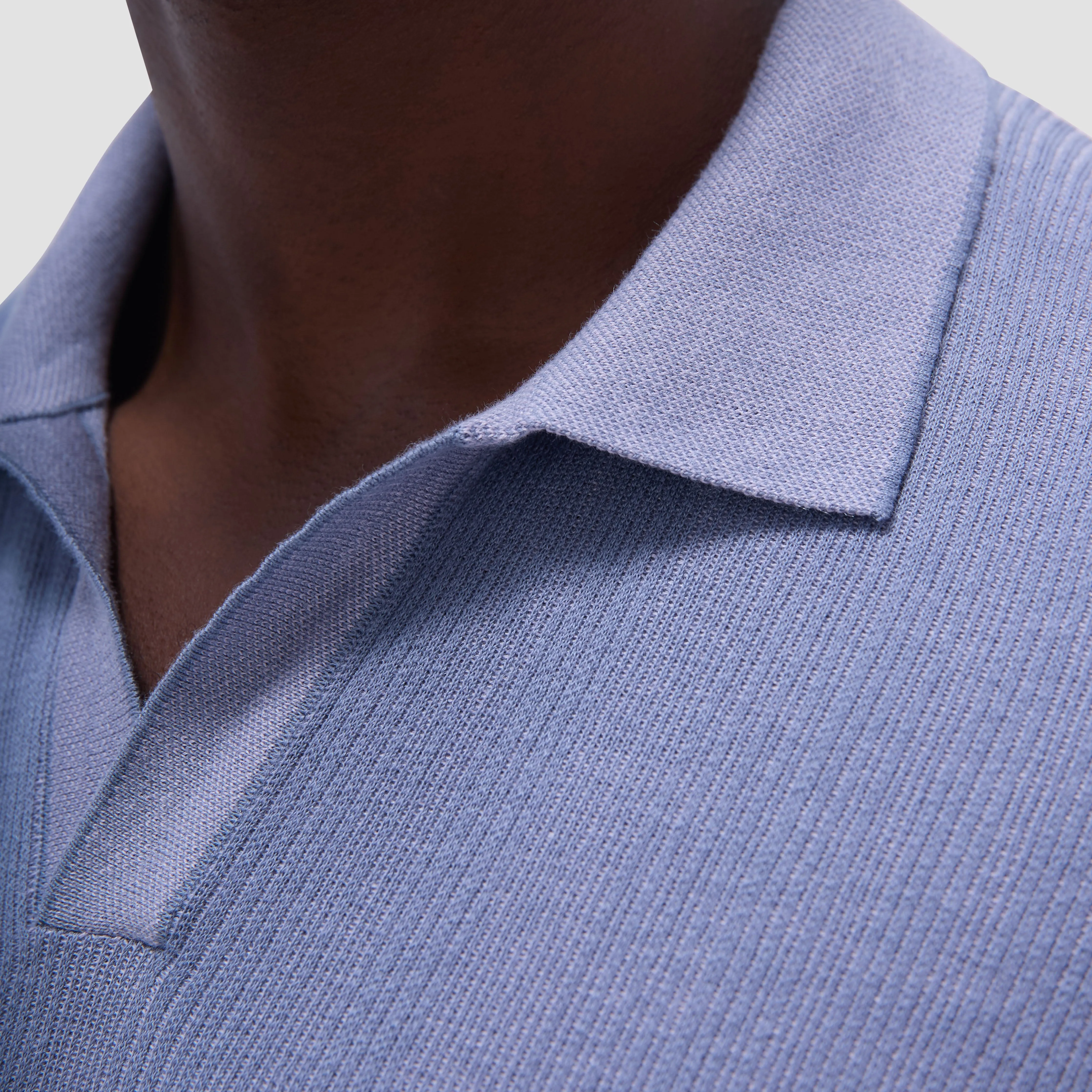 Two-Tone Rib Stitch Short Sleeve Johnny Sweater