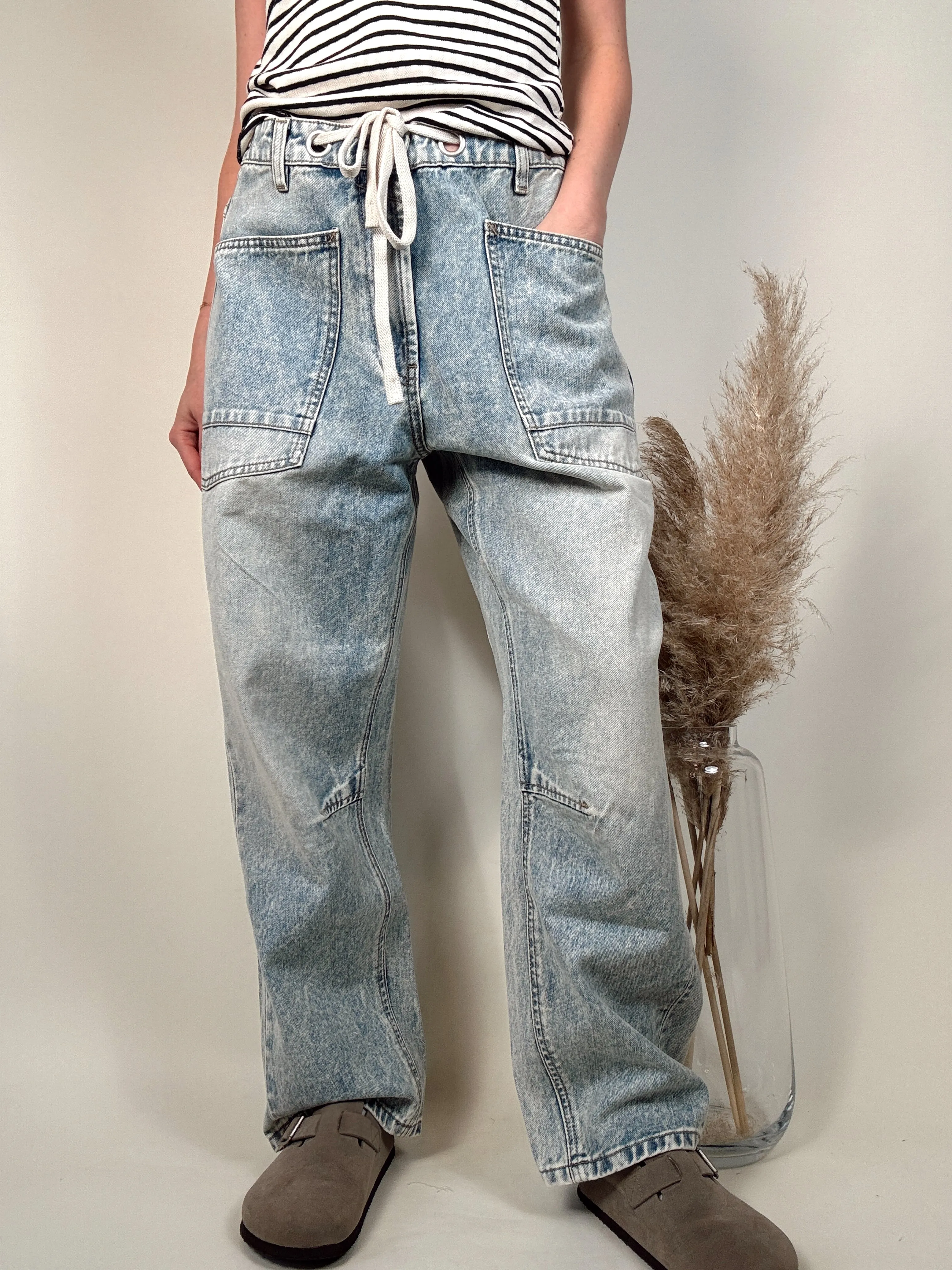 Washed Denim Pants