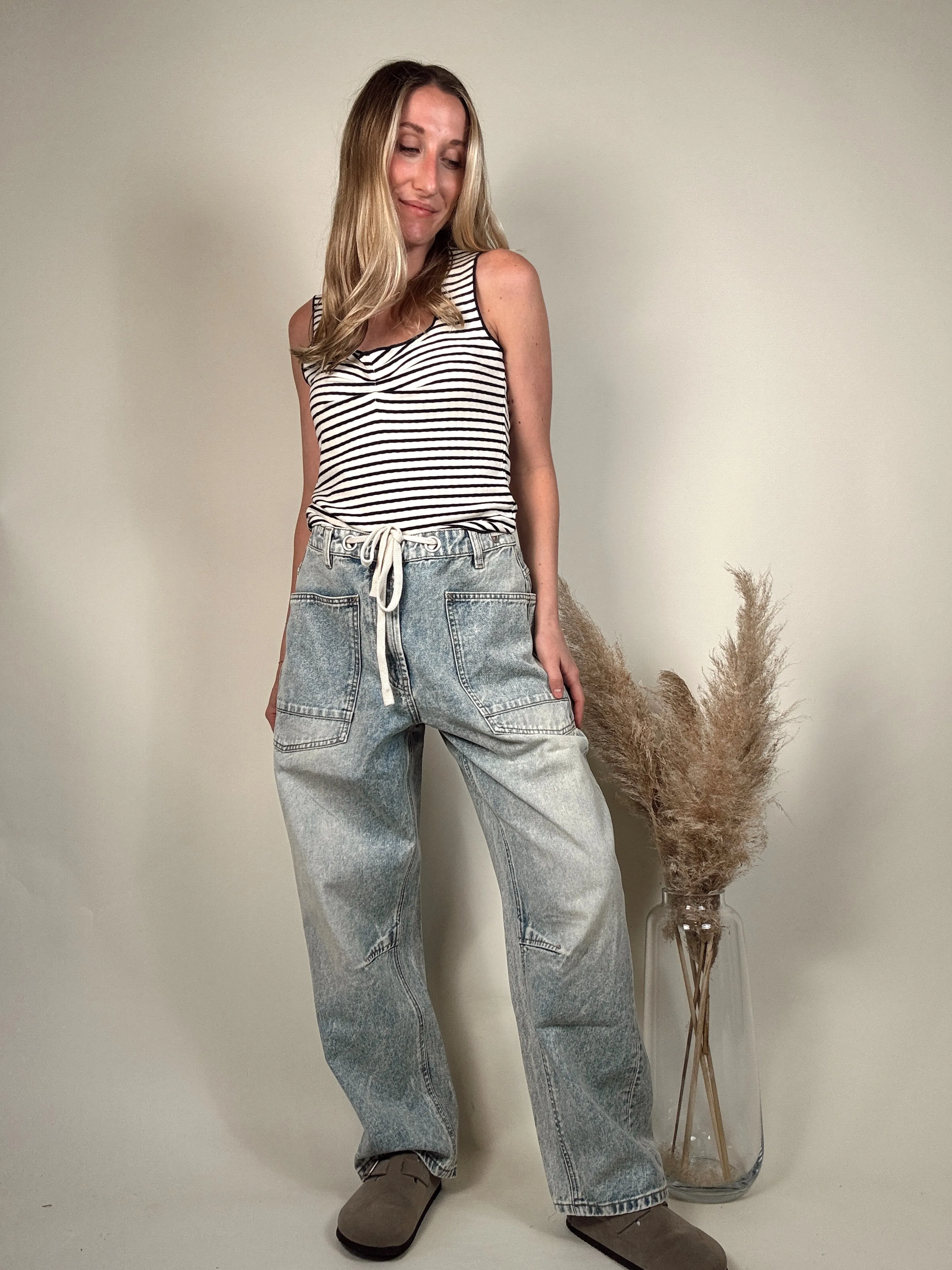Washed Denim Pants