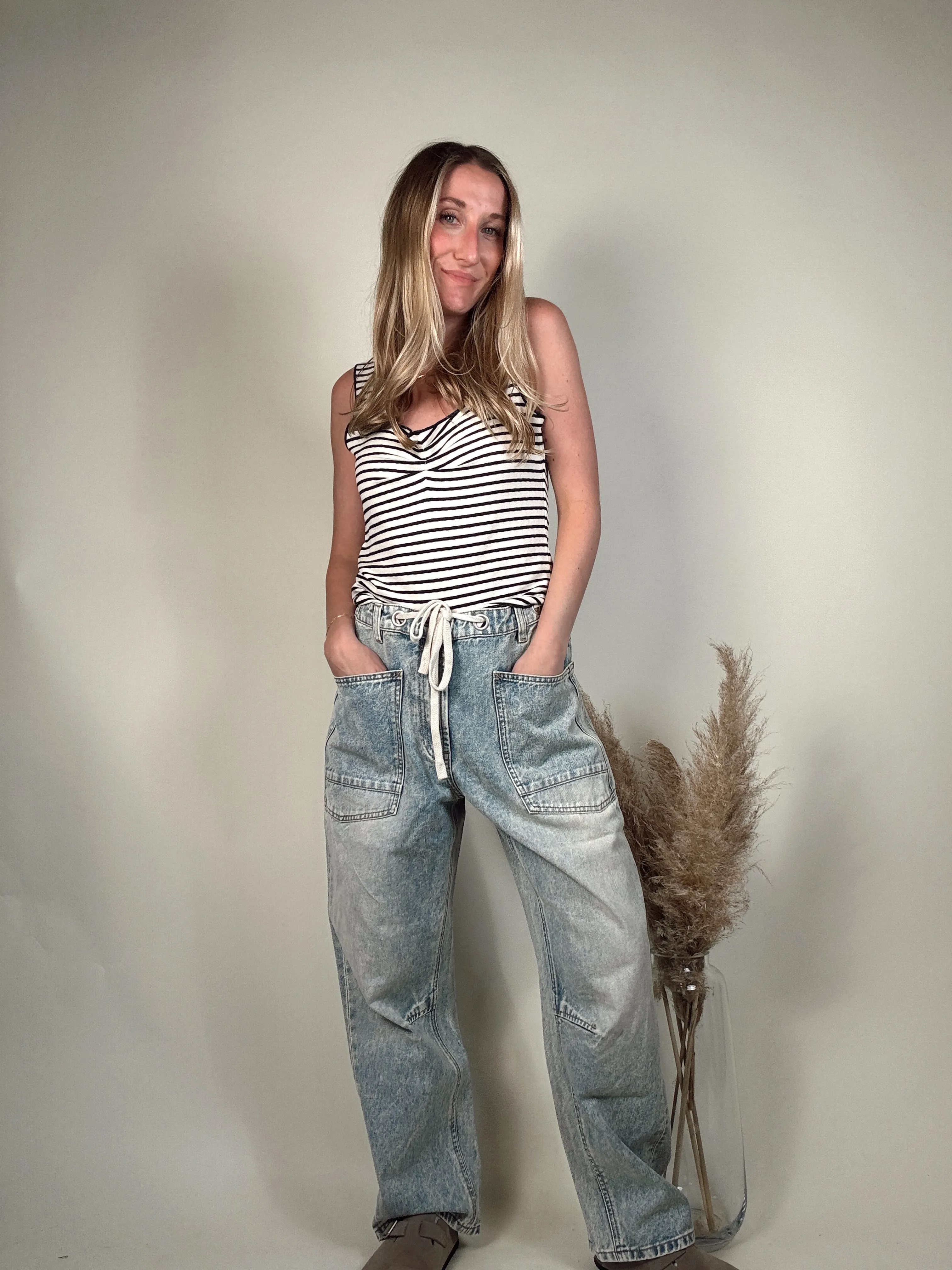 Washed Denim Pants