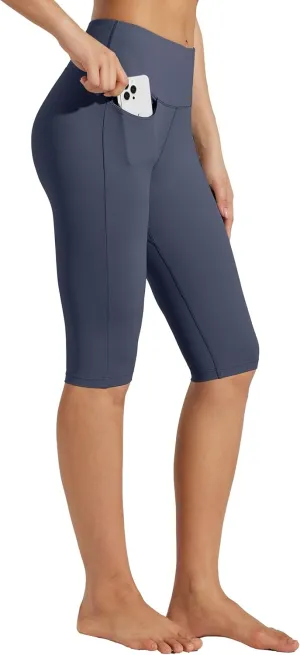 Willit Women's Knee Length Leggings Capri with Pockets High Waisted Exercise Capris Pants for Summer Yoga Workout