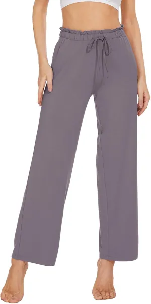 WiWi Viscose from Bamboo Women's Casual Loose Wide Leg Pants Pajama Bottoms Drawstring Sweatpants Palazzo Pjs Bottom S-XXL