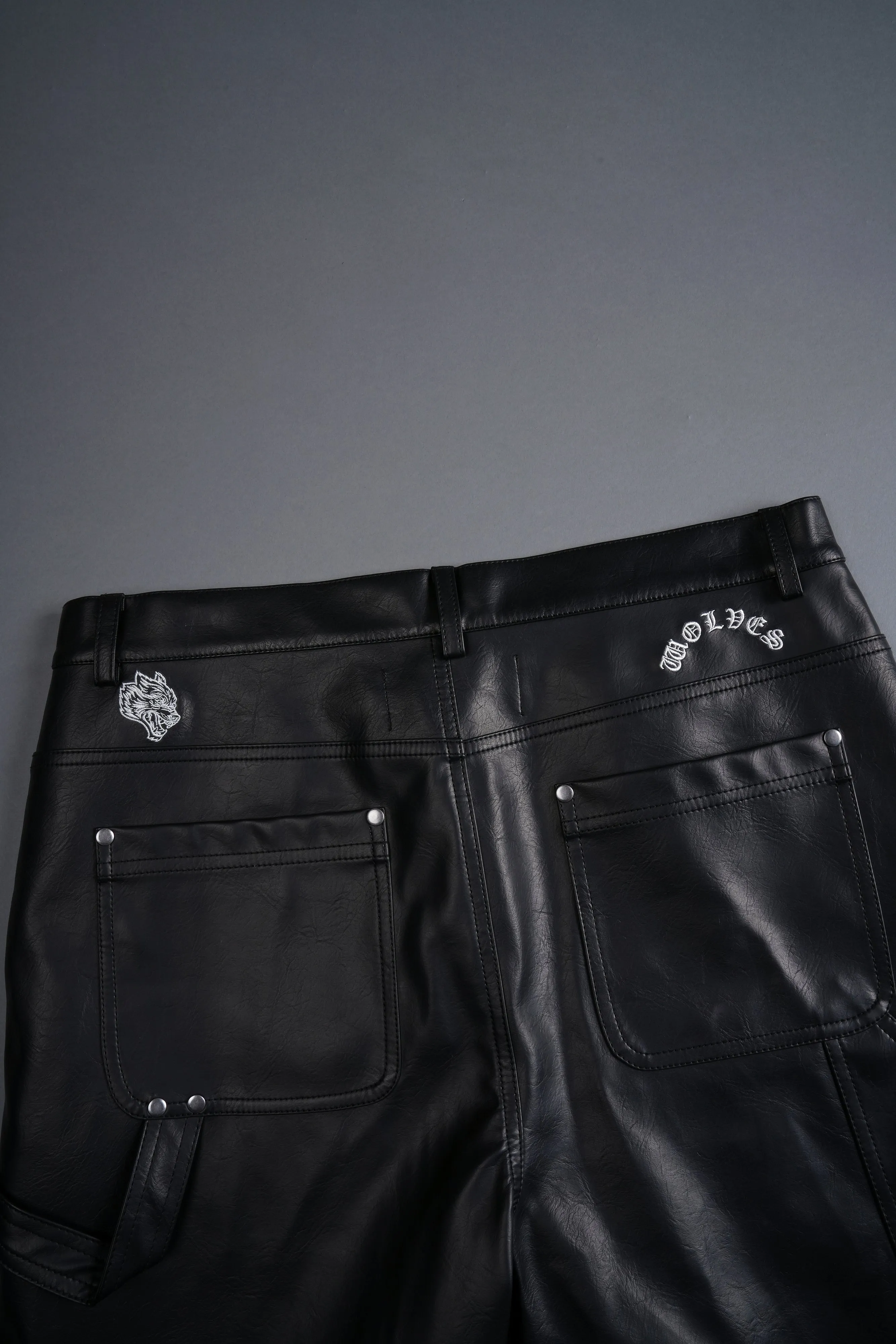 Wolf Chopper Leather Clark Utility Shorts in Black