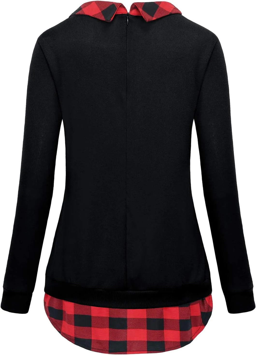 Women's Classy Lapel Collar Long Sleeve Curved Hem Tunic Sweatshirt