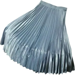 YM YOUMU Women Velvet Pleated Midi Skirt High Elastic Waist Fall Winter Swing Ruffled Skirt